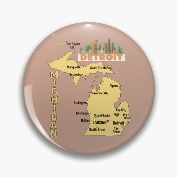 Item preview, Michigan Map, Detroit Skyline & Great Lakes State Pride designed and sold by mashmosh.