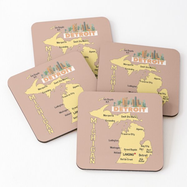 Item preview, Michigan Map, Detroit Skyline & Great Lakes State Pride designed and sold by mashmosh.