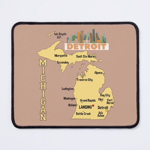 Item preview, Michigan Map, Detroit Skyline & Great Lakes State Pride designed and sold by mashmosh.