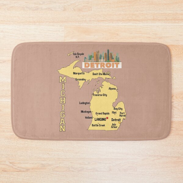 Item preview, Michigan Map, Detroit Skyline & Great Lakes State Pride designed and sold by mashmosh.