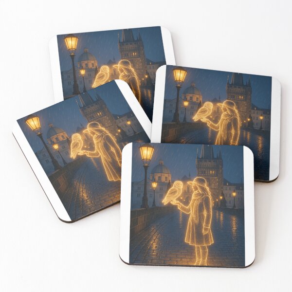 Item preview, Glowing Encounter with Owl in Rainy Town designed and sold by MIArt Studio.