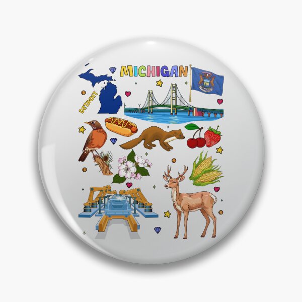 Item preview, Vibrant Michigan Souvenir, State Icons, Mackinac Bridge, and Detroit's Legacy T-Shirt designed and sold by mashmosh.