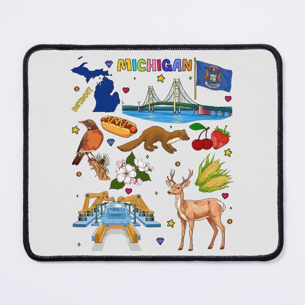 Item preview, Vibrant Michigan Souvenir, State Icons, Mackinac Bridge, and Detroit's Legacy T-Shirt designed and sold by mashmosh.