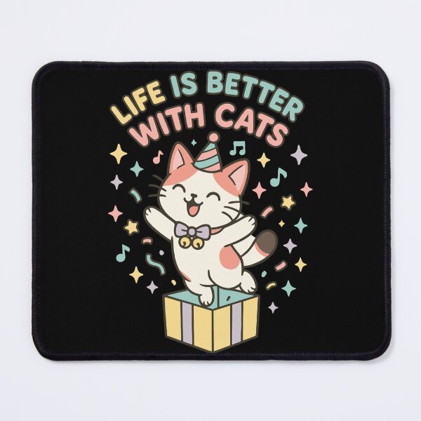 Item preview, Life Is Better With Cats Gift Box Dance – Happy Celebration Kitty designed and sold by WhiskerlyGfx.
