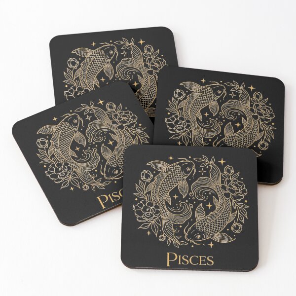 Item preview, Elegant Floral Pisces Zodiac Gold Line Art designed and sold by Digital Muse Store.