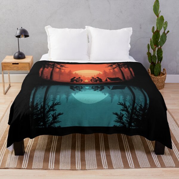 Item preview, Sunset Camping by the Lake – Campfire Reflection Silhouette Art designed and sold by loccotown168.