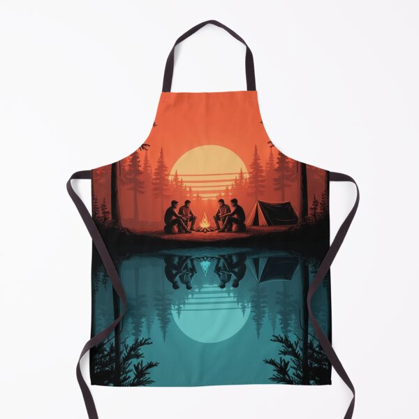 Item preview, Sunset Camping by the Lake – Campfire Reflection Silhouette Art designed and sold by loccotown168.