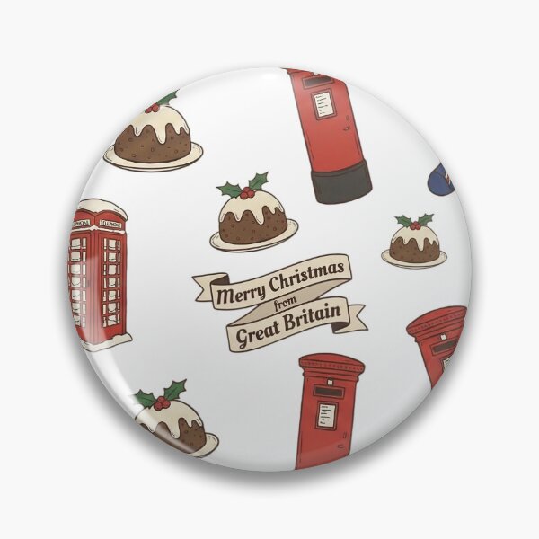 Item preview, British Christmas Icons Pattern with Union Jack Stockings. designed and sold by The-T-In-Retro.