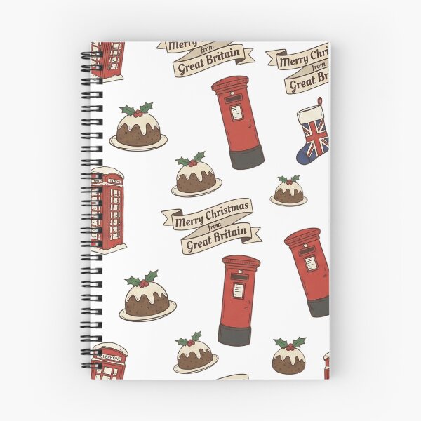 Item preview, British Christmas Icons Pattern with Union Jack Stockings. designed and sold by The-T-In-Retro.