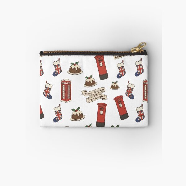 Item preview, British Christmas Icons Pattern with Union Jack Stockings. designed and sold by The-T-In-Retro.