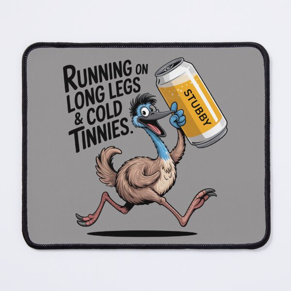 Item preview, Long Legs, Cold Tinnies – Emu Mode Activated: Emu Edition - Funny Emu Animal Drinking T-Shirt designed and sold by Grang Art Artistic Designs.