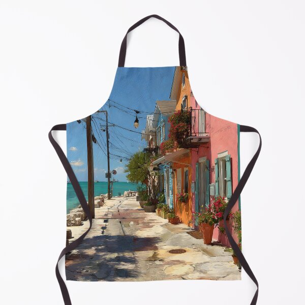 Item preview, Pastel Key West Street with Ocean View and Colorful Conch Houses designed and sold by daila70.