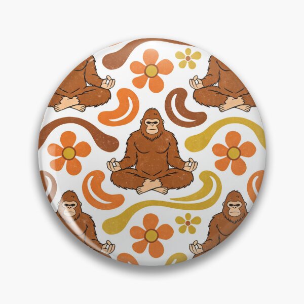 Item preview, Groovy 70s Retro Gorilla Meditation Seamless Pattern | Hippie Yoga Ape & Distressed Daisy Flower Print designed and sold by Cherrydora.