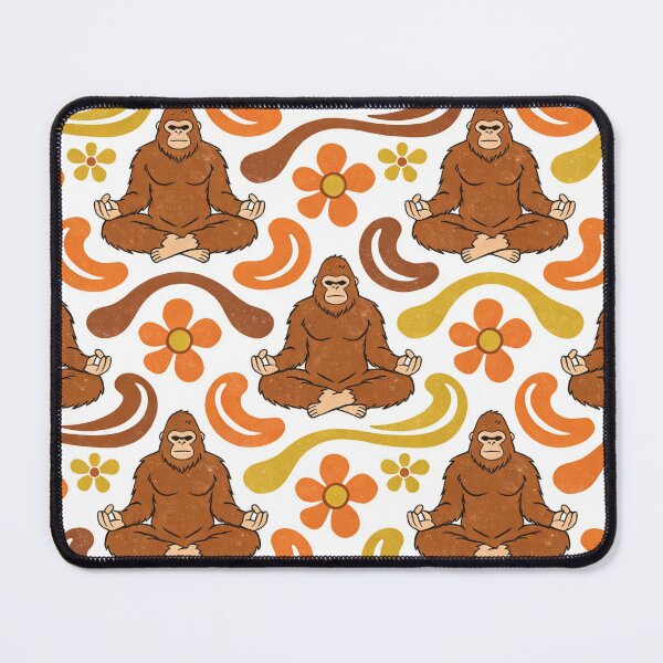Item preview, Groovy 70s Retro Gorilla Meditation Seamless Pattern | Hippie Yoga Ape & Distressed Daisy Flower Print designed and sold by Cherrydora.