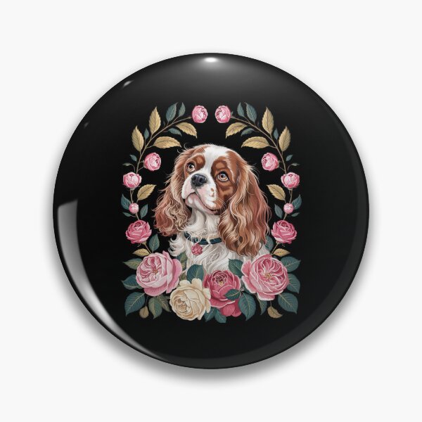 Item preview, Cavalier King Charles Spaniel Dog With Flowers Floral  designed and sold by MythWoot.