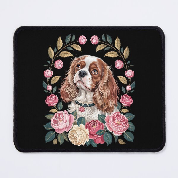 Item preview, Cavalier King Charles Spaniel Dog With Flowers Floral  designed and sold by MythWoot.