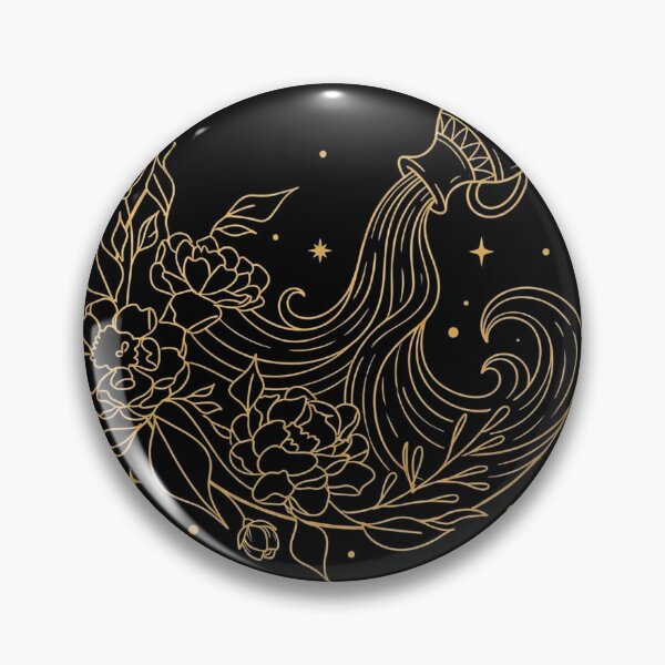Item preview, Elegant Floral Aquarius Zodiac Gold Line Art designed and sold by Digital Muse Store.