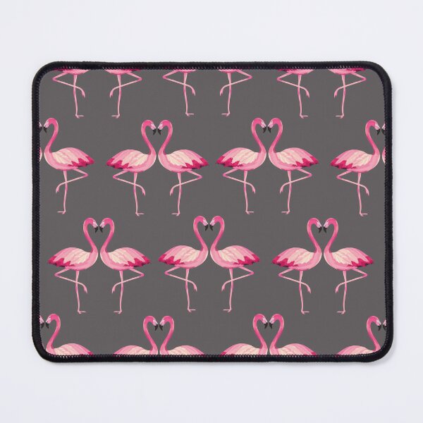 Item preview, Pink Flamingo Heart Print on Dark Grey Background. designed and sold by cgroenewald.