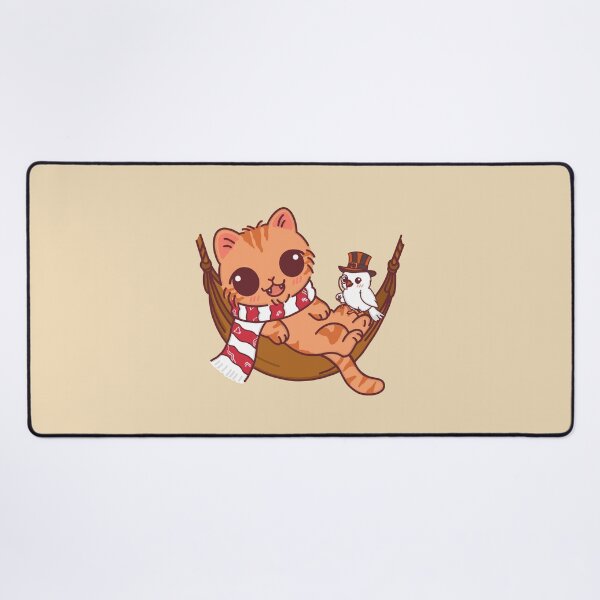Item preview, Chubby Orange Cat and Fancy Bird in a Cozy Hammock designed and sold by BGMeYou.