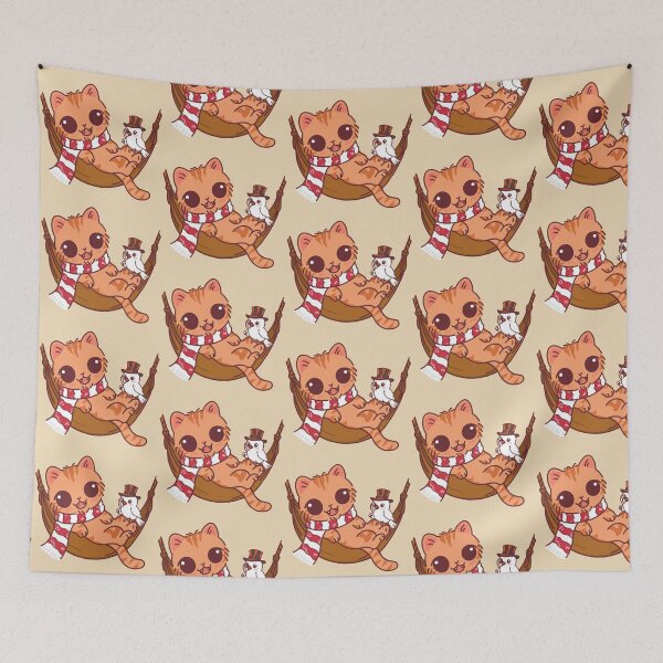 Item preview, Chubby Orange Cat and Fancy Bird in a Cozy Hammock designed and sold by BGMeYou.