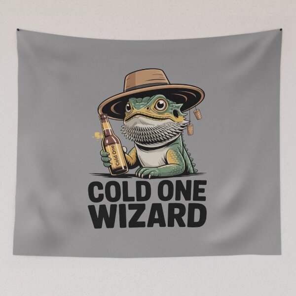 Item preview, Cold One Wizard:  Lizard Edition - Funny Lizard Animal Drinking T-Shirt designed and sold by Grang Art Artistic Designs.