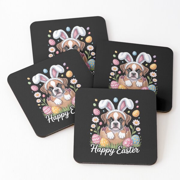 Item preview, Cute Bunny Boxer Dog Floral Easter Eggs Basket Dog Puppy  designed and sold by MythWoot.