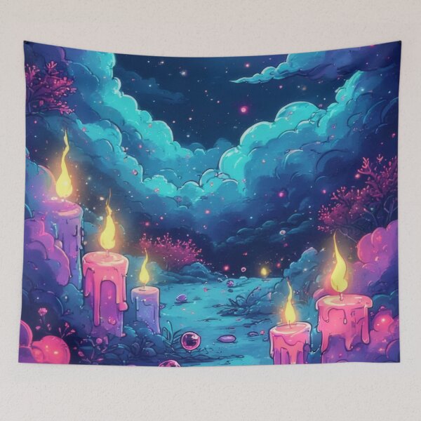 Item preview, Glowing candles under moonlit clouds designed and sold by Mianku | Für das Leben.