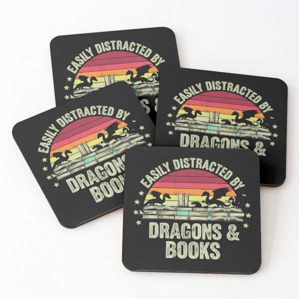 Item preview, Easily distracted by mythical dragons reading old books vintage retro sunset designed and sold by HumansStuck12.