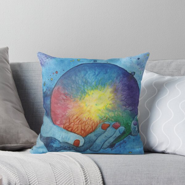 In his hands, cosmos series, watercolor Throw Pillow