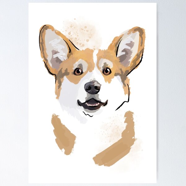 Item preview, Happy Corgi portrait designed and sold by Katie Batchelor.