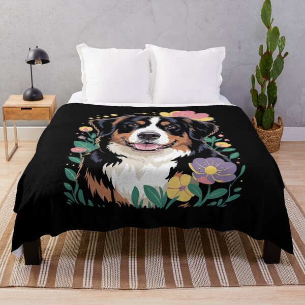 Item preview, Cute Flower summer Floral Bernese Mountain Dog designed and sold by PowAcademy.