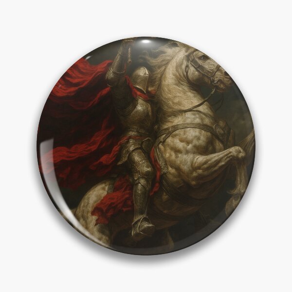 Item preview, Epic Armored Knight on Warhorse – Dark Fantasy Art with Red Sword designed and sold by Visualynx.