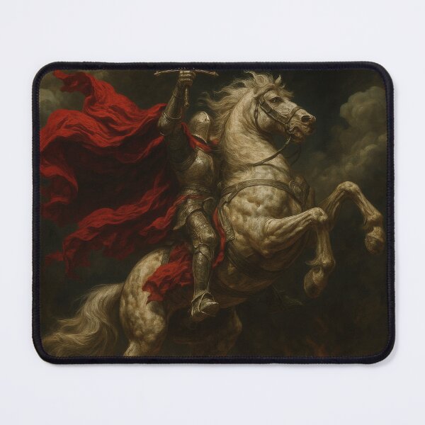 Item preview, Epic Armored Knight on Warhorse – Dark Fantasy Art with Red Sword designed and sold by Visualynx.