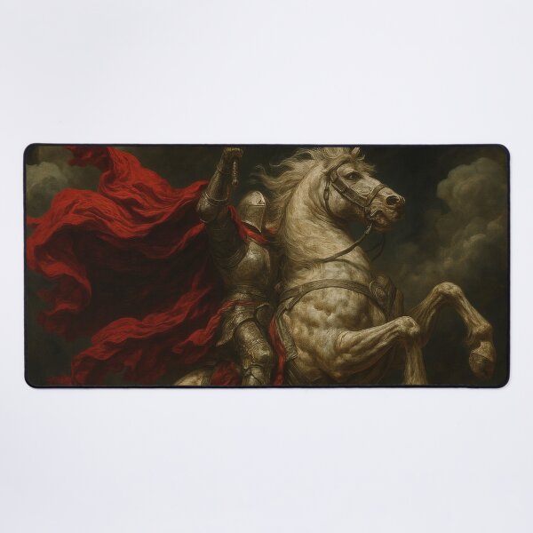 Item preview, Epic Armored Knight on Warhorse – Dark Fantasy Art with Red Sword designed and sold by Visualynx.