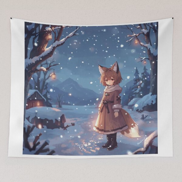 Item preview, Fox Spirit Girl in a Winter Dream designed and sold by DreamistStore.