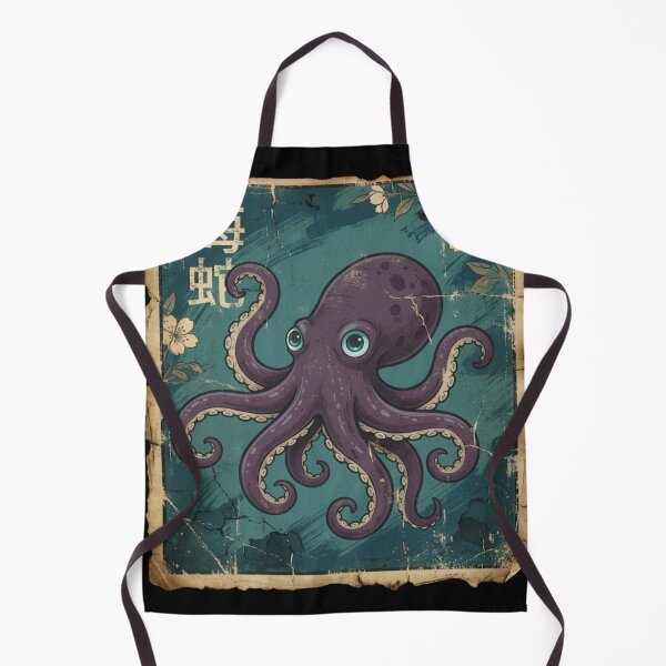 Aperçu de l'œuvre Cute Vintage Japanese Octopus Art – Retro Manga Style Sea Creature Illustration créée et vendue par YYoYY.