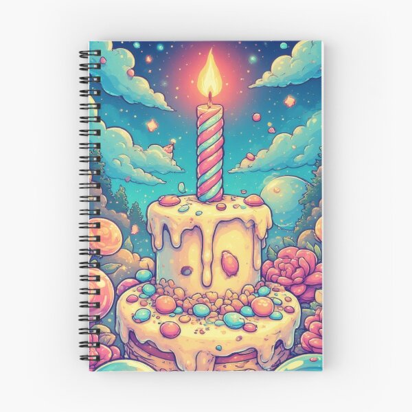 Item preview, Cartoon birthday cake with candle and sweets designed and sold by Mianku | Für das Leben.