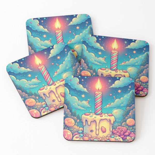 Item preview, Cartoon birthday cake with candle and sweets designed and sold by Mianku | Für das Leben.