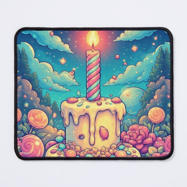 Item preview, Cartoon birthday cake with candle and sweets designed and sold by Mianku | Für das Leben.