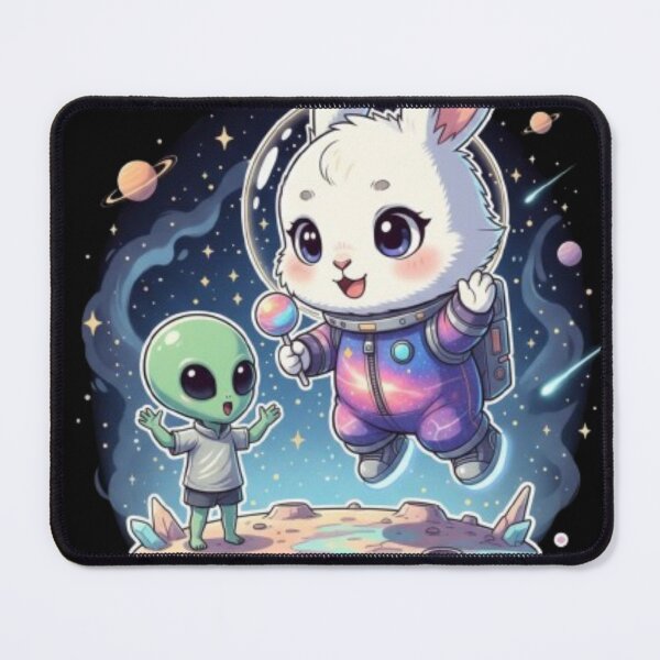 Item preview, Chibi Baby Galaxy Bunny with  Alien | Cute Kawaii Space Rabbit | Pastel Chibi Sticker designed and sold by CutePearlStudio.