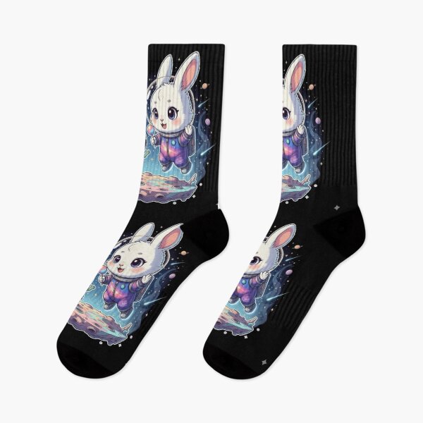 Item preview, Chibi Baby Galaxy Bunny with  Alien | Cute Kawaii Space Rabbit | Pastel Chibi Sticker designed and sold by CutePearlStudio.