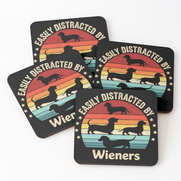 Item preview, Easily distracted by playful wiener dogs running happily vintage retro sunset designed and sold by HumansStuck12.