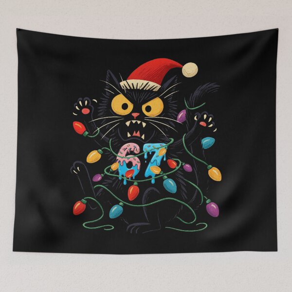 Item preview, 67 Black Cat Santa Hat Christmas Lights Drip for Girls Women Men Kids designed and sold by love3617.