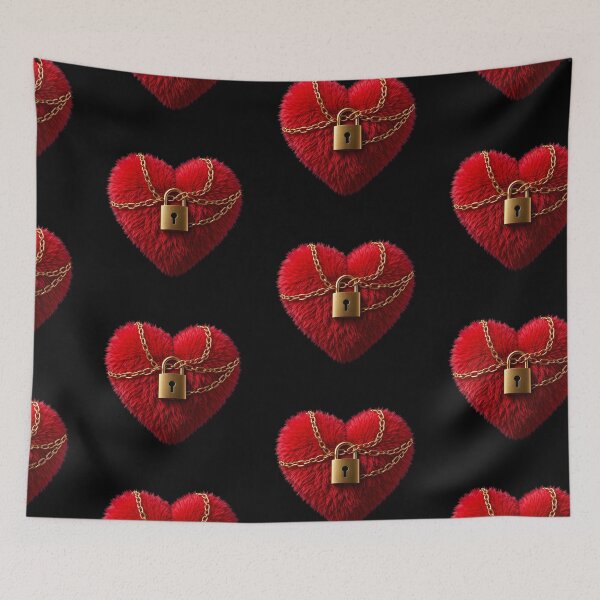 Item preview, Red Heart Pillow with Gold Chain and Padlock – Symbol of Love and Security designed and sold by PixelVibe782.