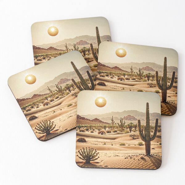 Item preview, Sunlit Desert Landscape – Vintage Western Cactus Illustration designed and sold by Visualynx.