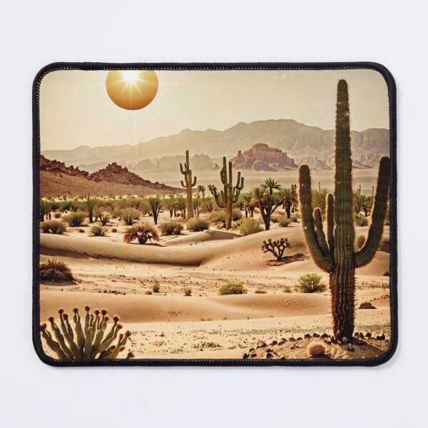 Item preview, Sunlit Desert Landscape – Vintage Western Cactus Illustration designed and sold by Visualynx.