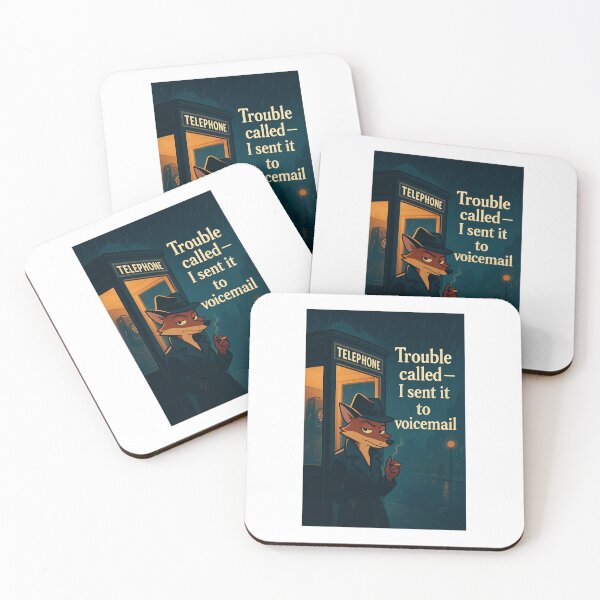 Item preview, Trouble Called — I Sent It to Voicemail | Retro Fox Noir Detective Art designed and sold by WhimsyByPaul.redbubble.com.