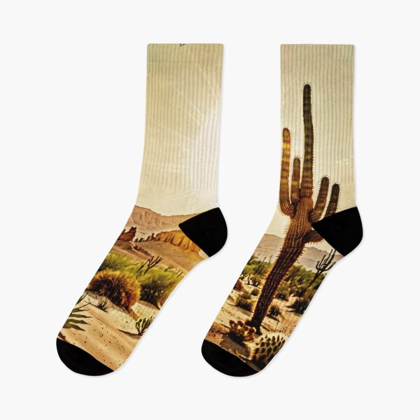 Item preview, Sunlit Desert Landscape – Vintage Western Cactus Illustration designed and sold by Visualynx.