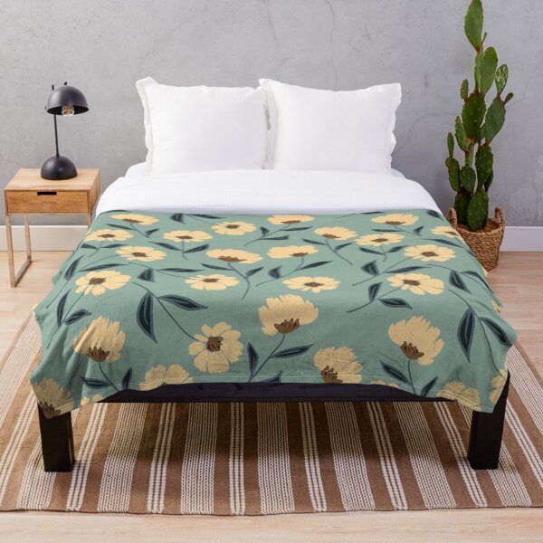 Item preview, Flores color crema sobre verde salvia designed and sold by Petra Lang.