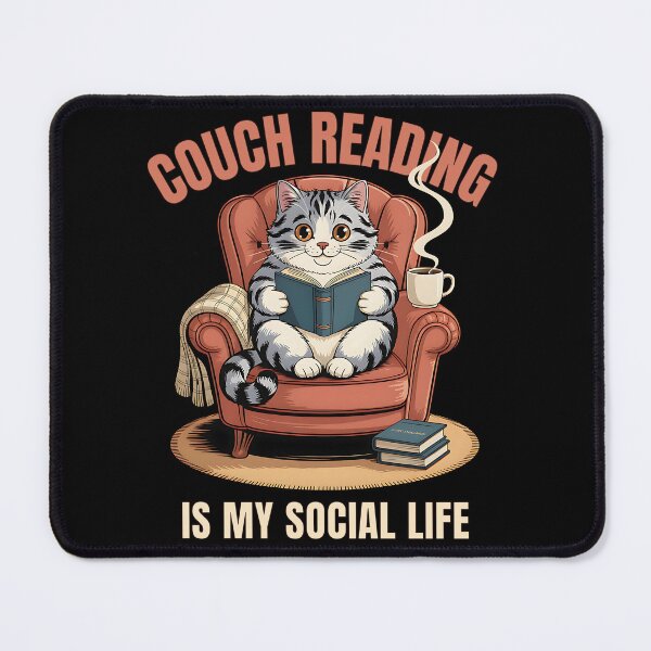 Item preview, Couch Reading Is My Social Life – Cozy Cat Book Lover designed and sold by pkk72.